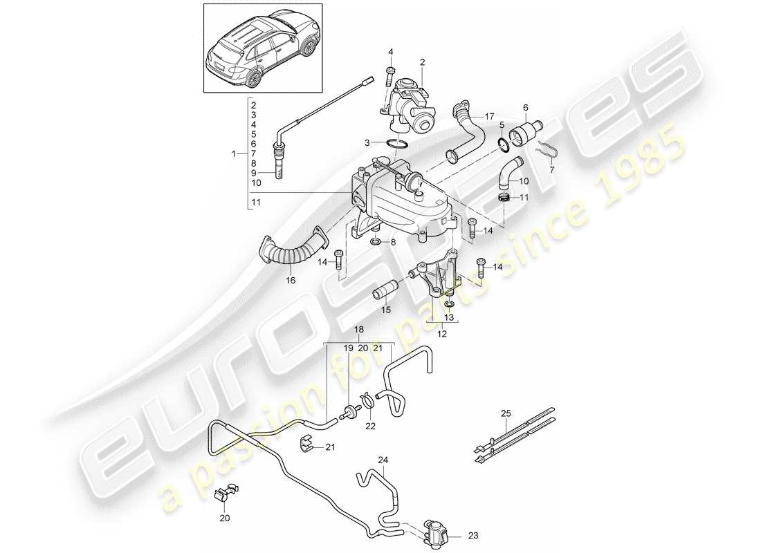 porsche 2018 (cayenne e2 92a) exhaust gas recirculation vacuum system part diagram