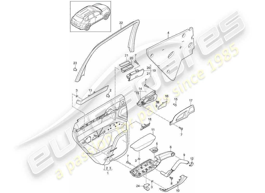 porsche 2011 (cayenne e2 92a) door panel rear with: damping part diagram