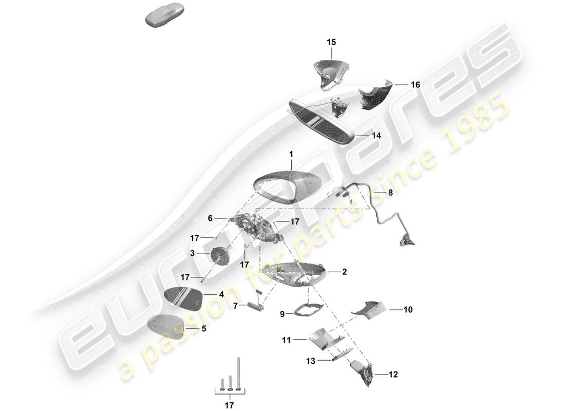 porsche 2020 (718 boxster spyder) exterior mirror interior mirror parts diagram