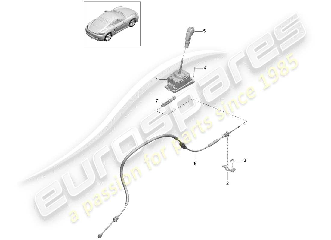 porsche 2017 (718 cayman) selector lever - pdk - part diagram