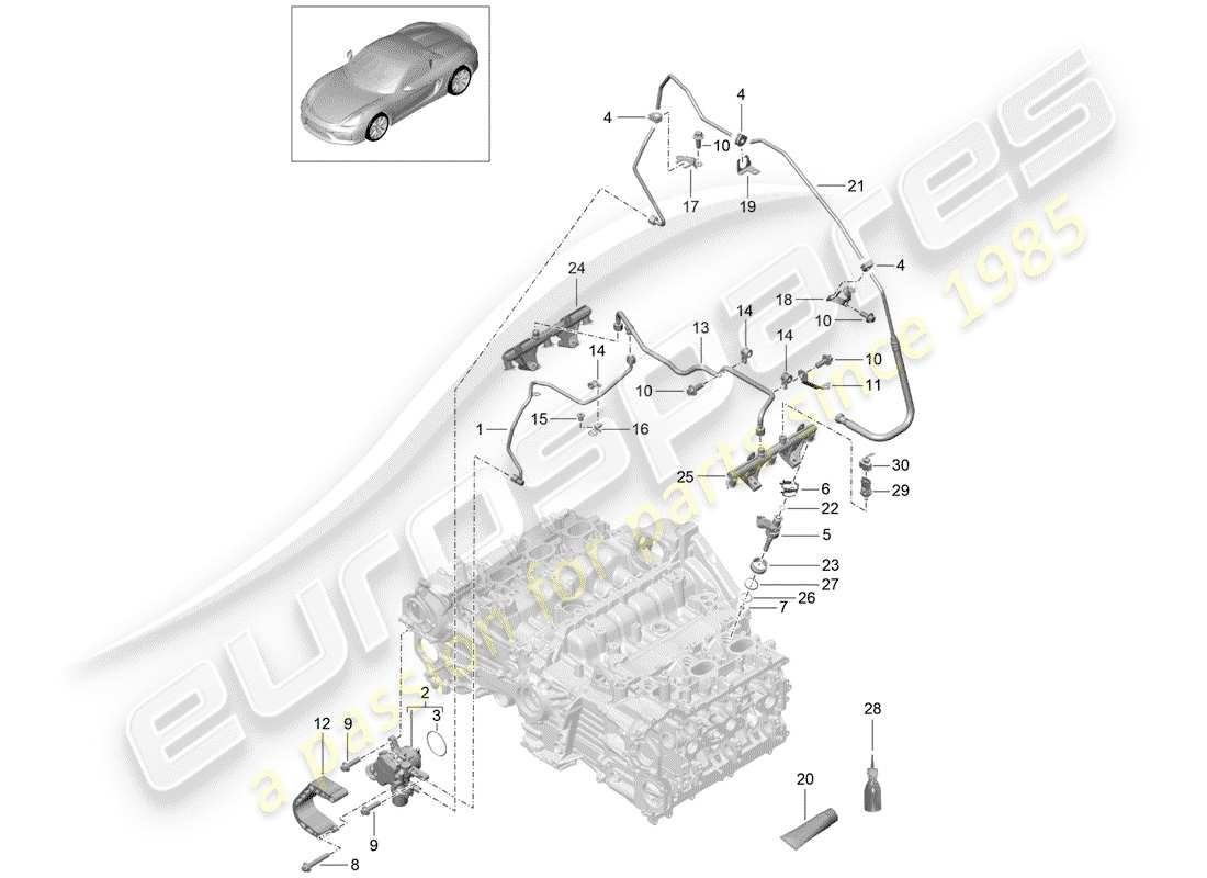 porsche 2016 (981 boxster spyder) fuel collection pipe high pressure pump parts diagram