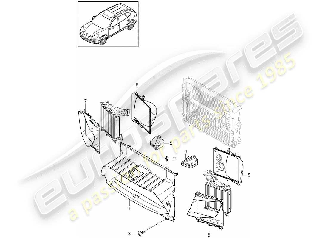 porsche cayenne e2 (2011) air duct parts diagram