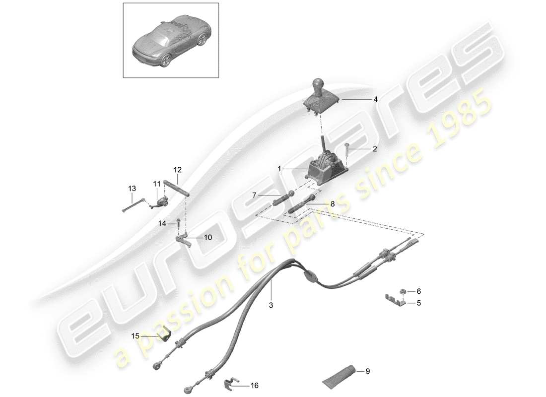 porsche 2016 (981 boxster) selector mechanism manual gearbox parts diagram