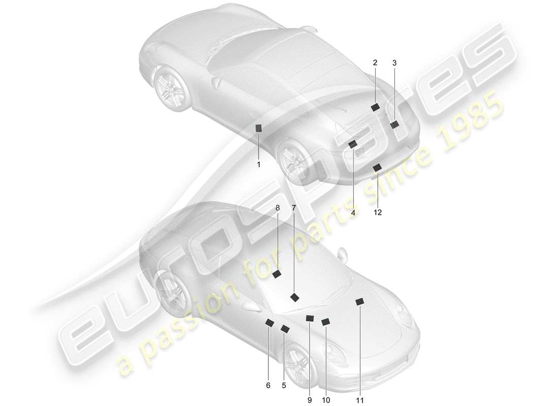 porsche 2014 (991-1) signs/notices parts diagram