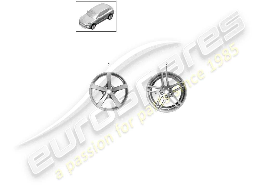 porsche 2019 (macan) alloy wheel 19 part diagram