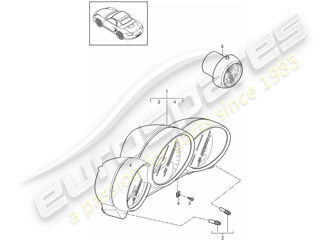 porsche 2011 (987 boxster) combi-instrument stopwatch parts diagram