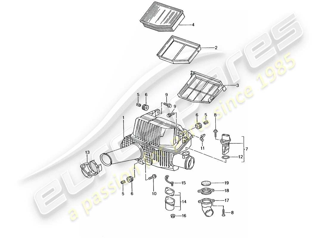 porsche 2000 (986 boxster) air filter parts diagram