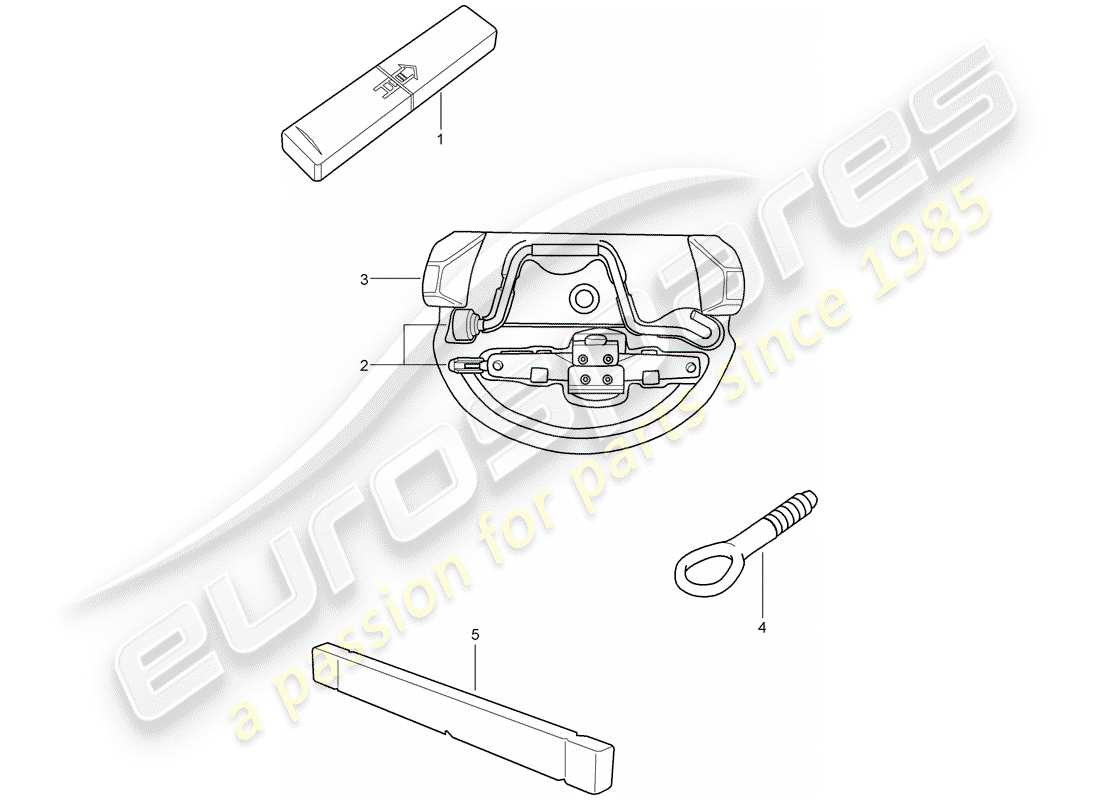 porsche 2009 (987 boxster) tool jack parts diagram
