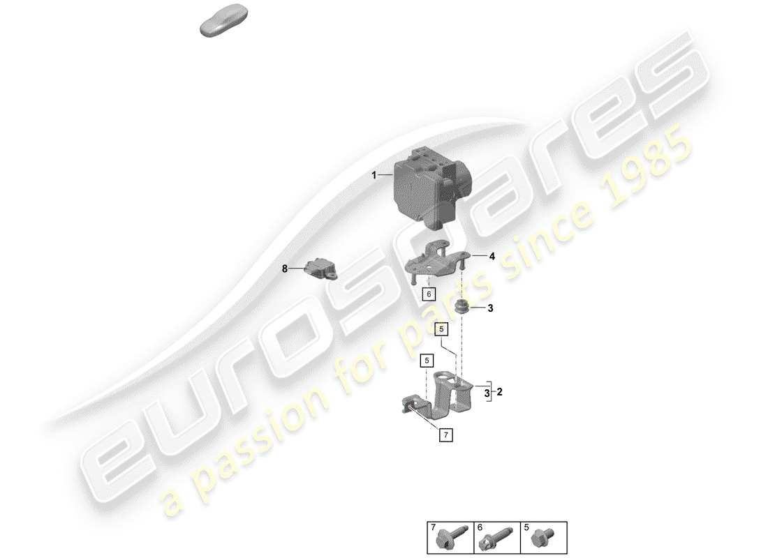 porsche 2020 (718 boxster spyder) hydraulic unit anti-locking brake syst. -abs- parts diagram