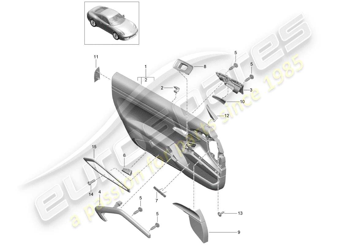 porsche 2016 (991-1) door panel accessories trim aluminium, brushed 50 jahre parts diagram