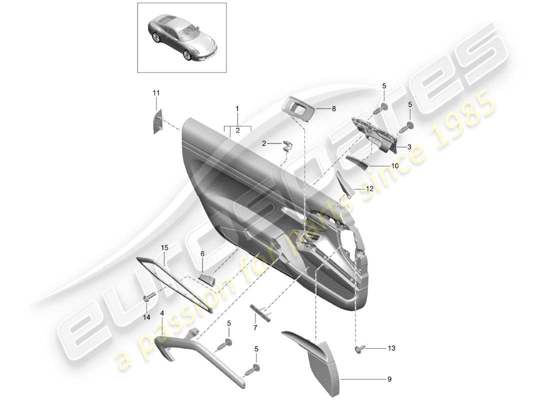 porsche 2016 (991-1) door panel accessories leather parts diagram