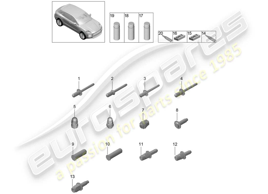 porsche 2020 (macan) fasteners car body consumables parts diagram