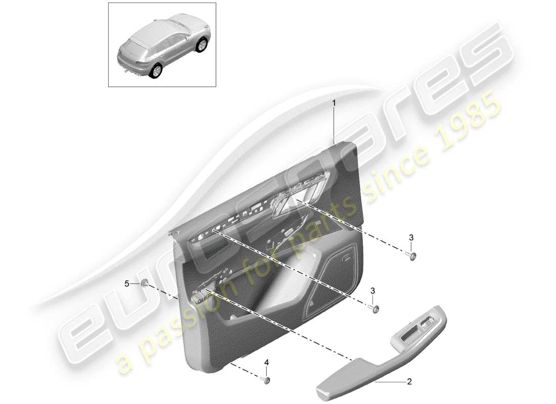 porsche 2017 (macan) door panel front leather part diagram
