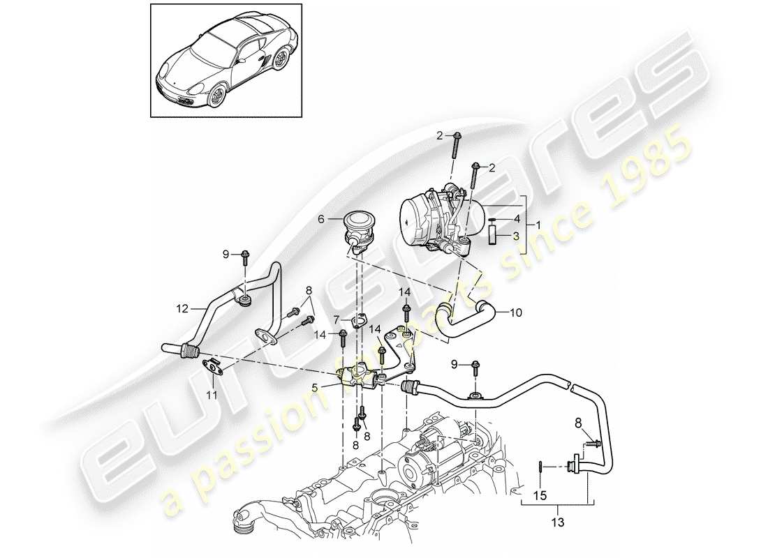 porsche cayman 987 (2009) air injection parts diagram