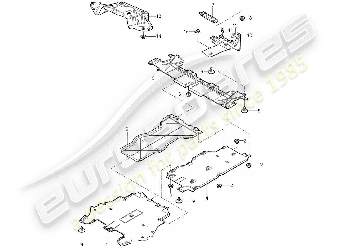 porsche 2007 (987 cayman) trims underbody part diagram