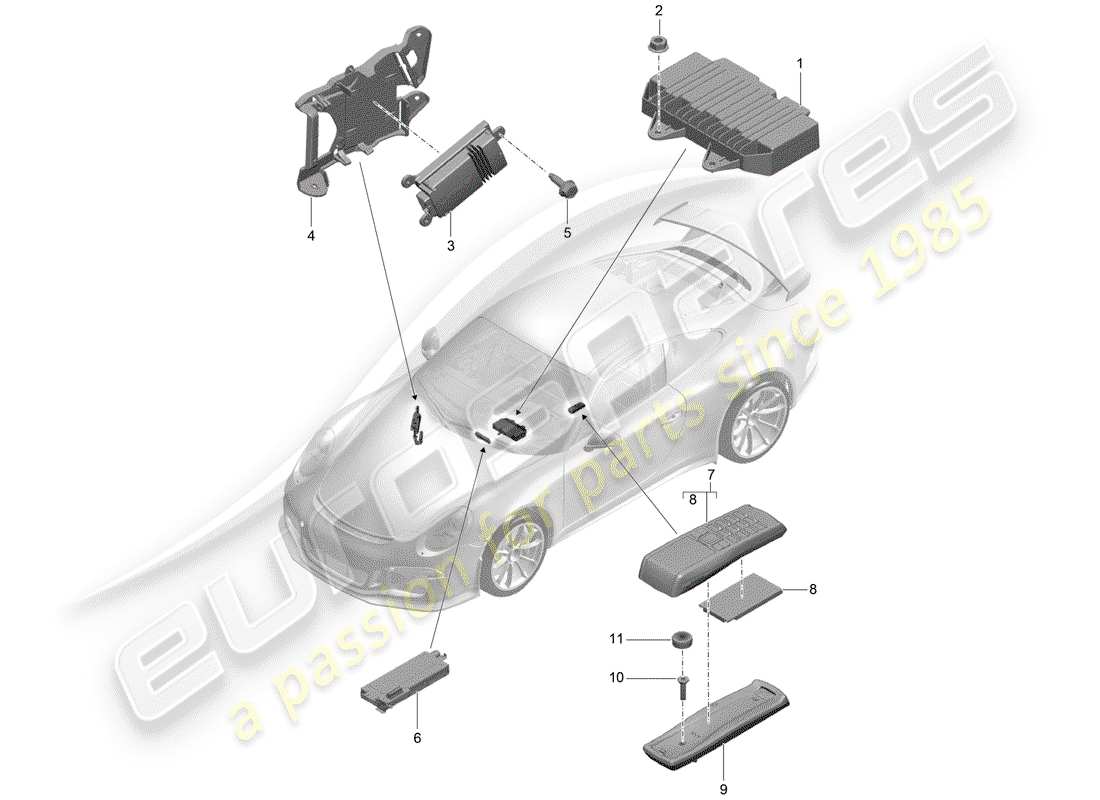 porsche 2016 (991-1 r/gt3/rs) amplifiers telephone d >>- mj 2017 part diagram