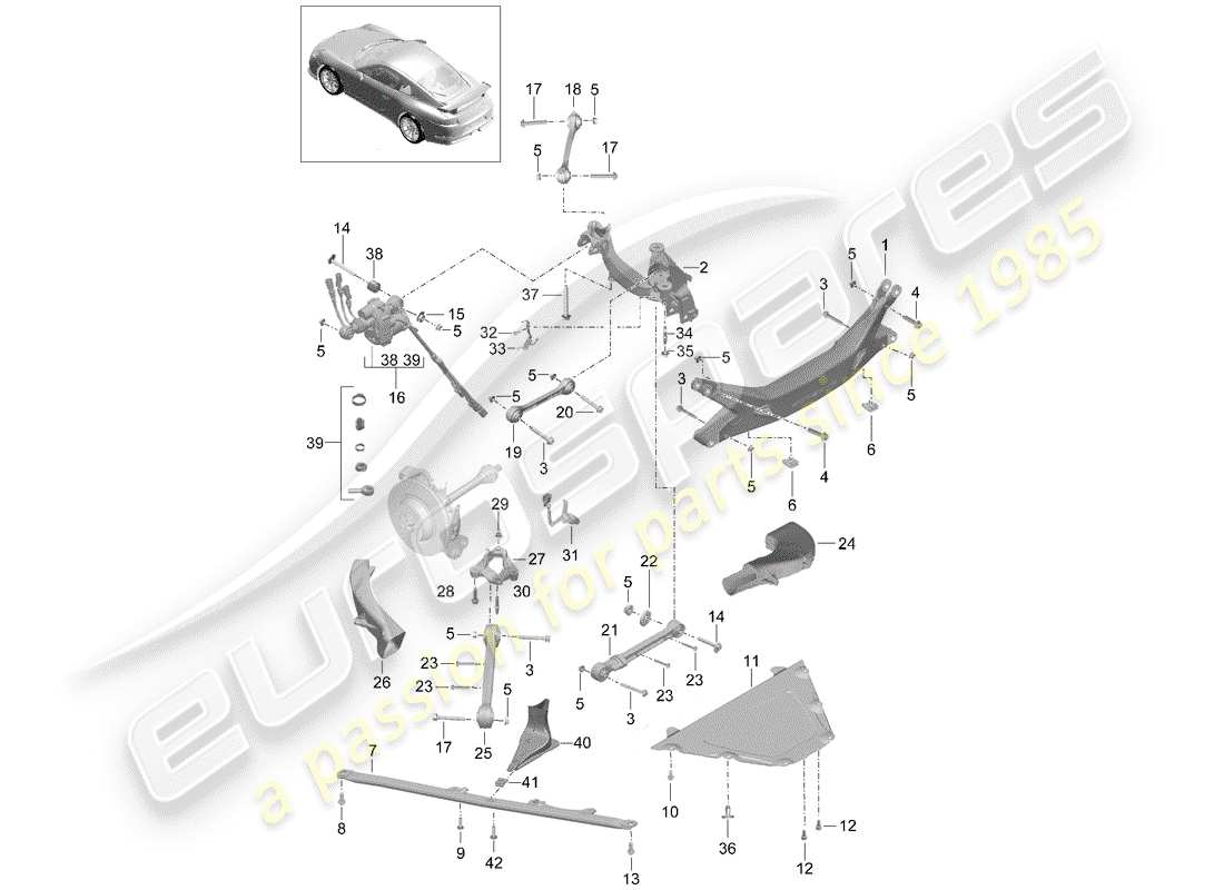 porsche 2016 (991-1 r/gt3/rs) cross member side part guide d - mj 2018>> part diagram