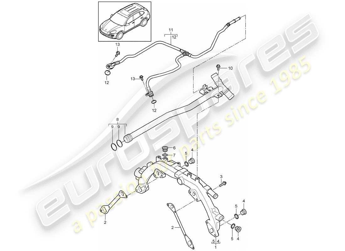 porsche 2014 (cayenne e2 92a) coolant cooling system 1 part diagram