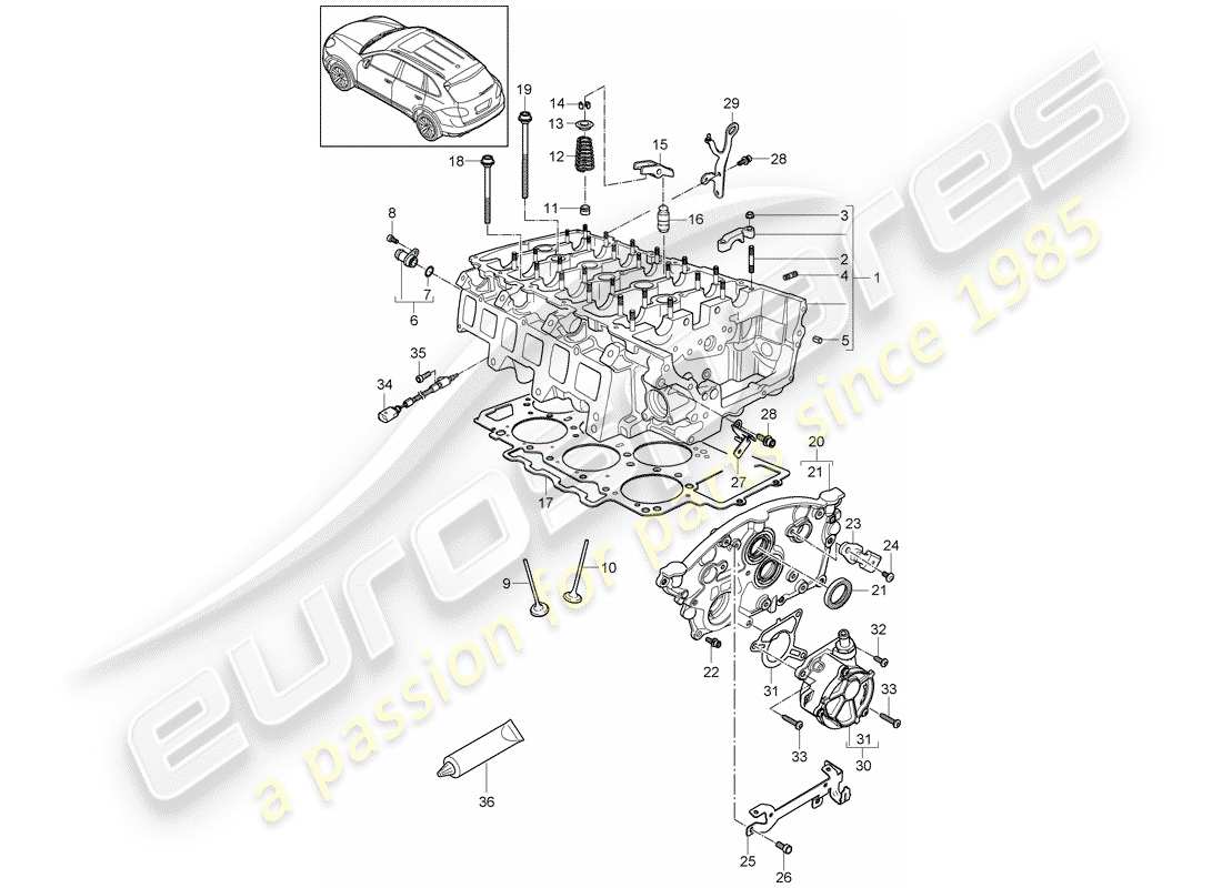 porsche 2013 (cayenne e2 92a) cylinder head vacuum pump part diagram