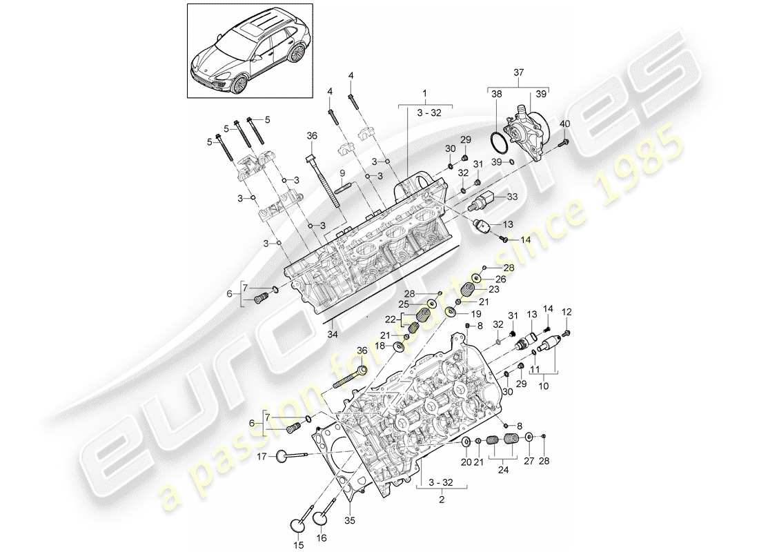 porsche 2016 (cayenne e2 92a) cylinder head vacuum pump part diagram
