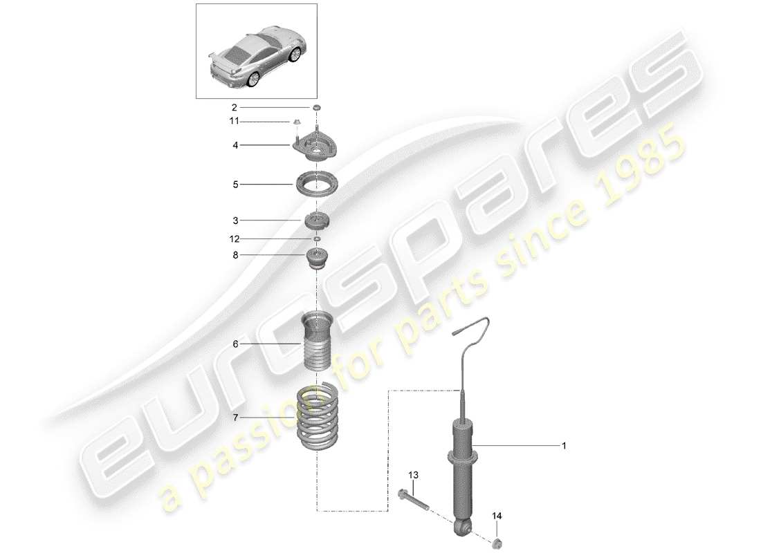 porsche 2016 (991-1 turbo) shock absorbers coil spring part diagram