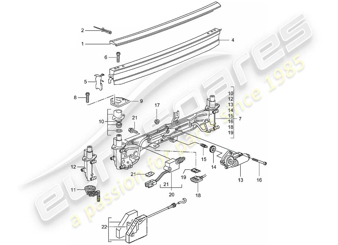 porsche 2004 (986 boxster) rear spoiler parts diagram