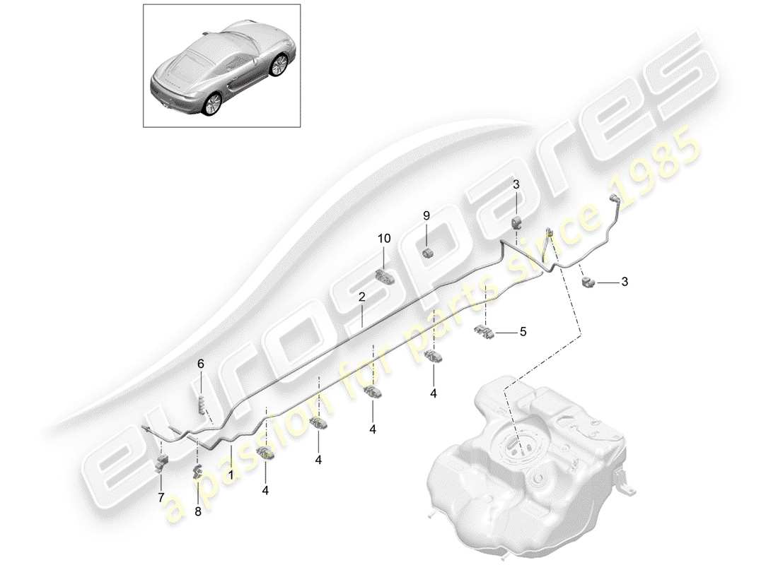 porsche 2016 (981 cayman) fuel system front part diagram