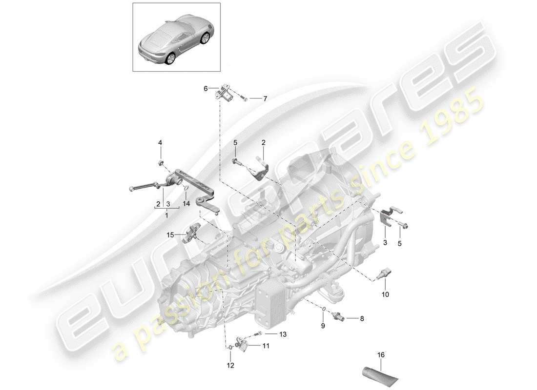 porsche 2020 (718 cayman) manual gearbox individual parts sensor module part diagram