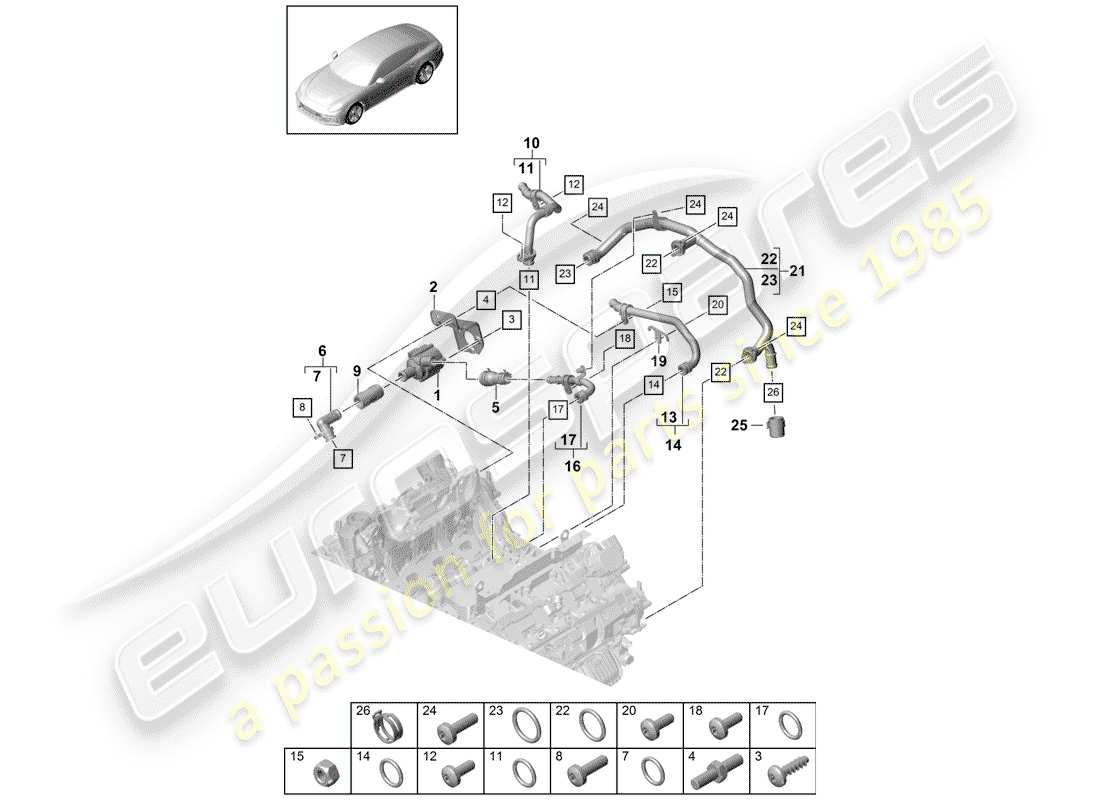 porsche 2020 (panamera 971-1) coolant cooling system 2 part diagram