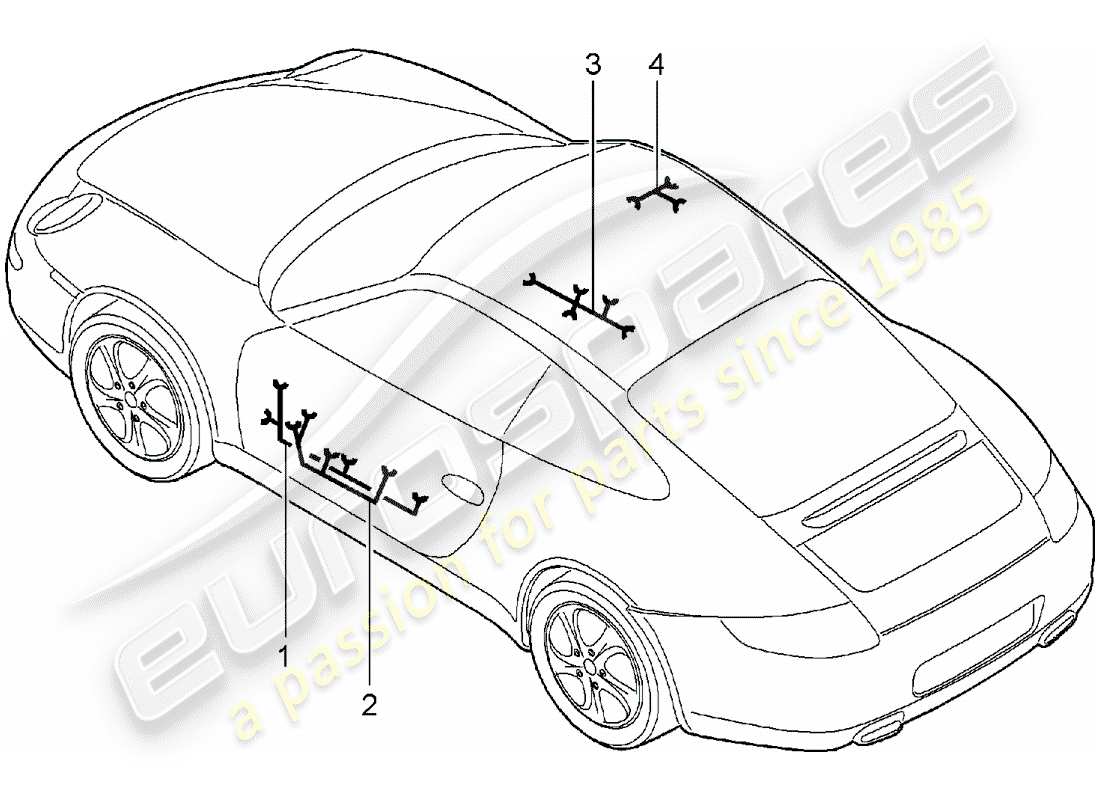porsche 2005 (997-1) wiring harnesses parts diagram