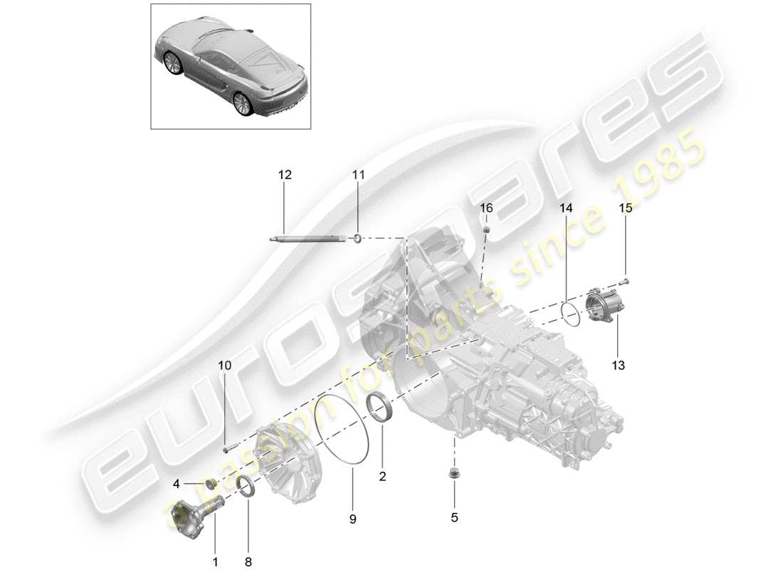porsche 2016 (981 cayman gt4) manual gearbox individual parts part diagram