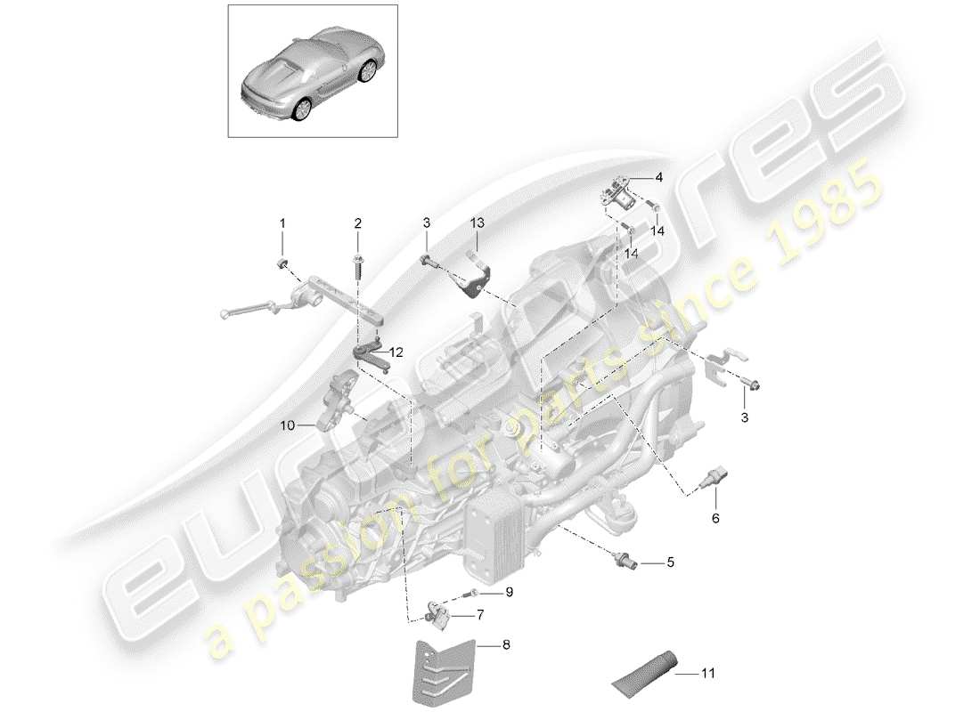 porsche 2016 (981 boxster spyder) manual gearbox individual parts parts diagram