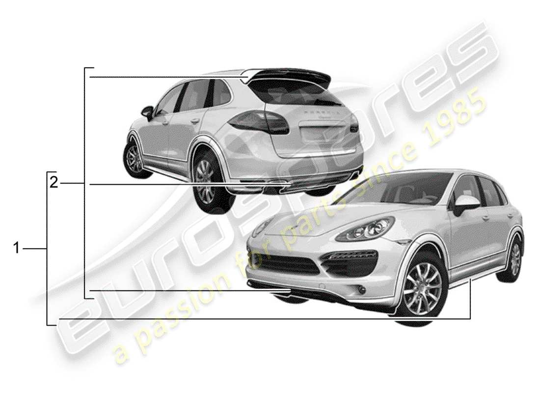 porsche 2019 (tequipment cayenne) sport design package parts diagram
