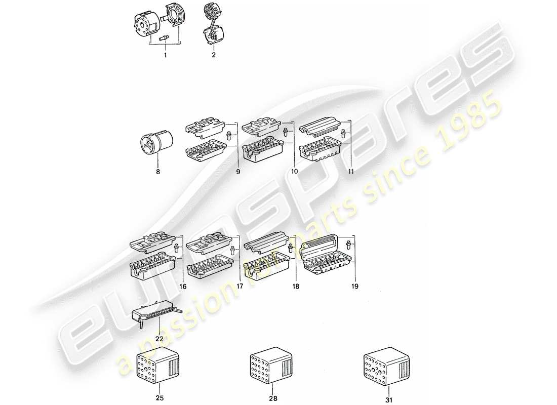 porsche 1989 (944) connector housing parts diagram