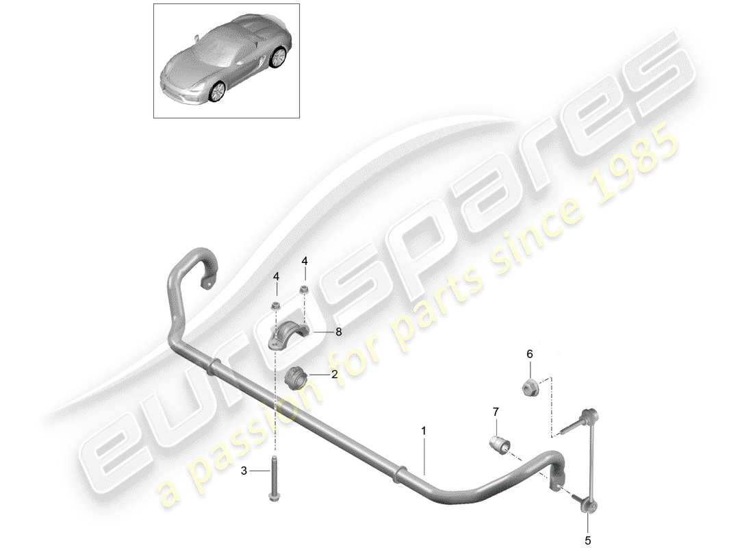 porsche 2016 (981 boxster spyder) anti-roll bar parts diagram