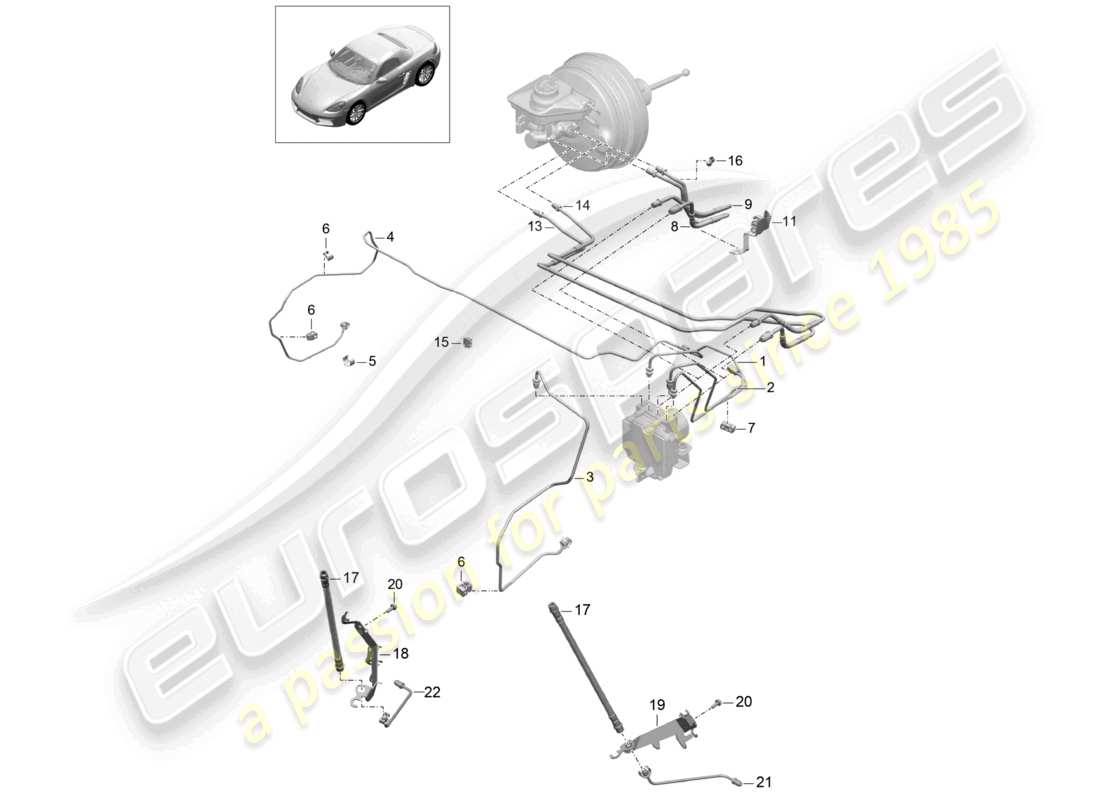 porsche 2017 (718 boxster) brake line front front end parts diagram