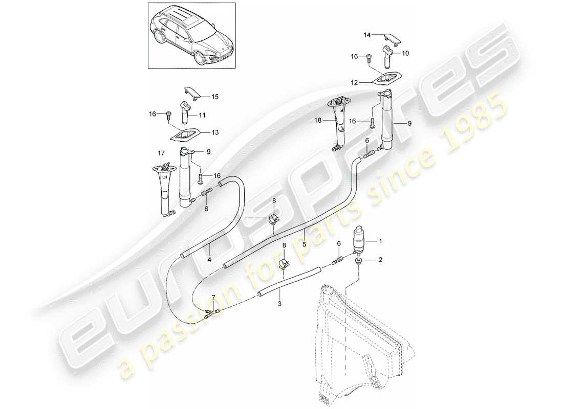 porsche 2017 (cayenne e2 92a) headlight washer system part diagram