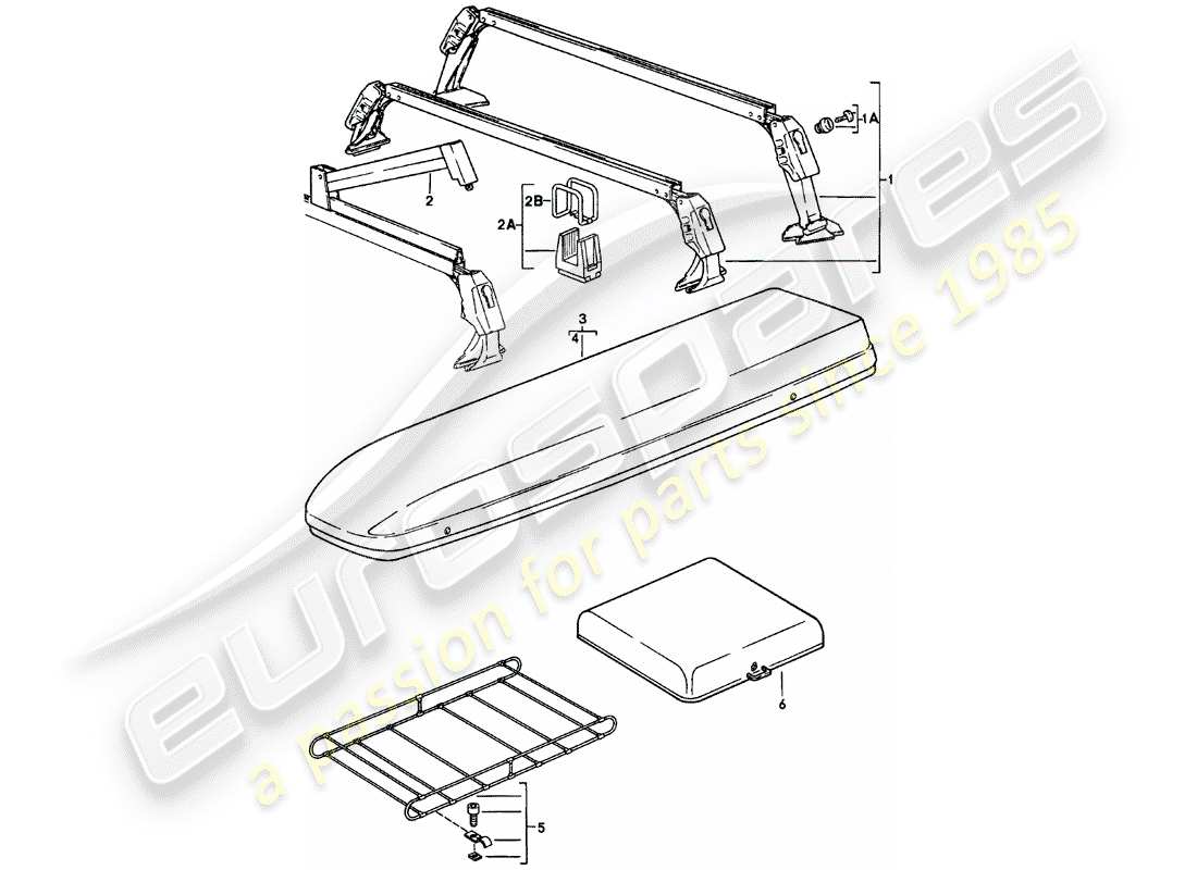 porsche 1983 (911) roof transport system - - 1 - part diagram