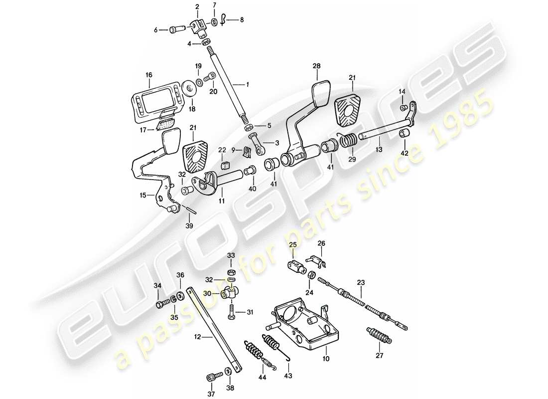 porsche 1984 (911) pedals part diagram