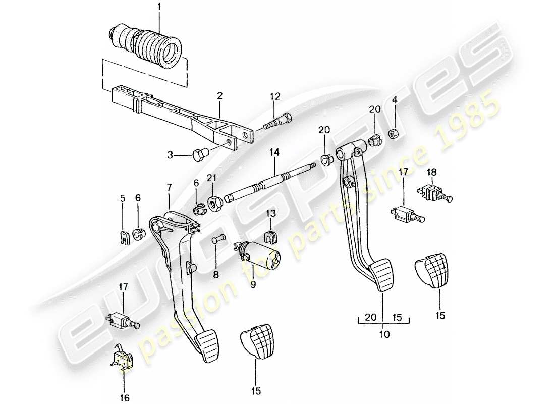 porsche 2005 (996 turbo / gt2) pedals part diagram