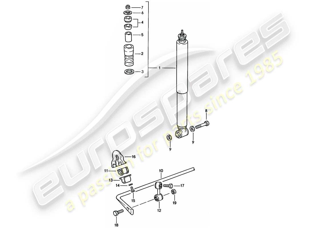 porsche 1985 (911) vibration damper - stabilizer part diagram