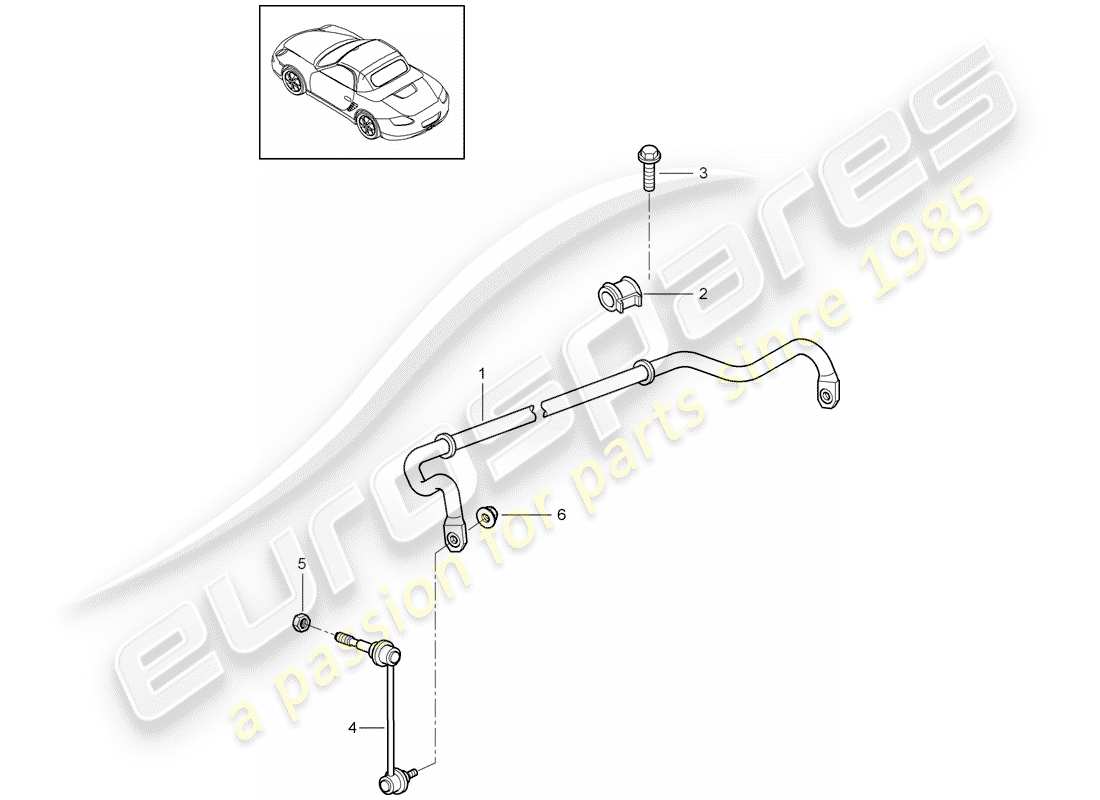 porsche 2011 (987 boxster) anti-roll bar parts diagram