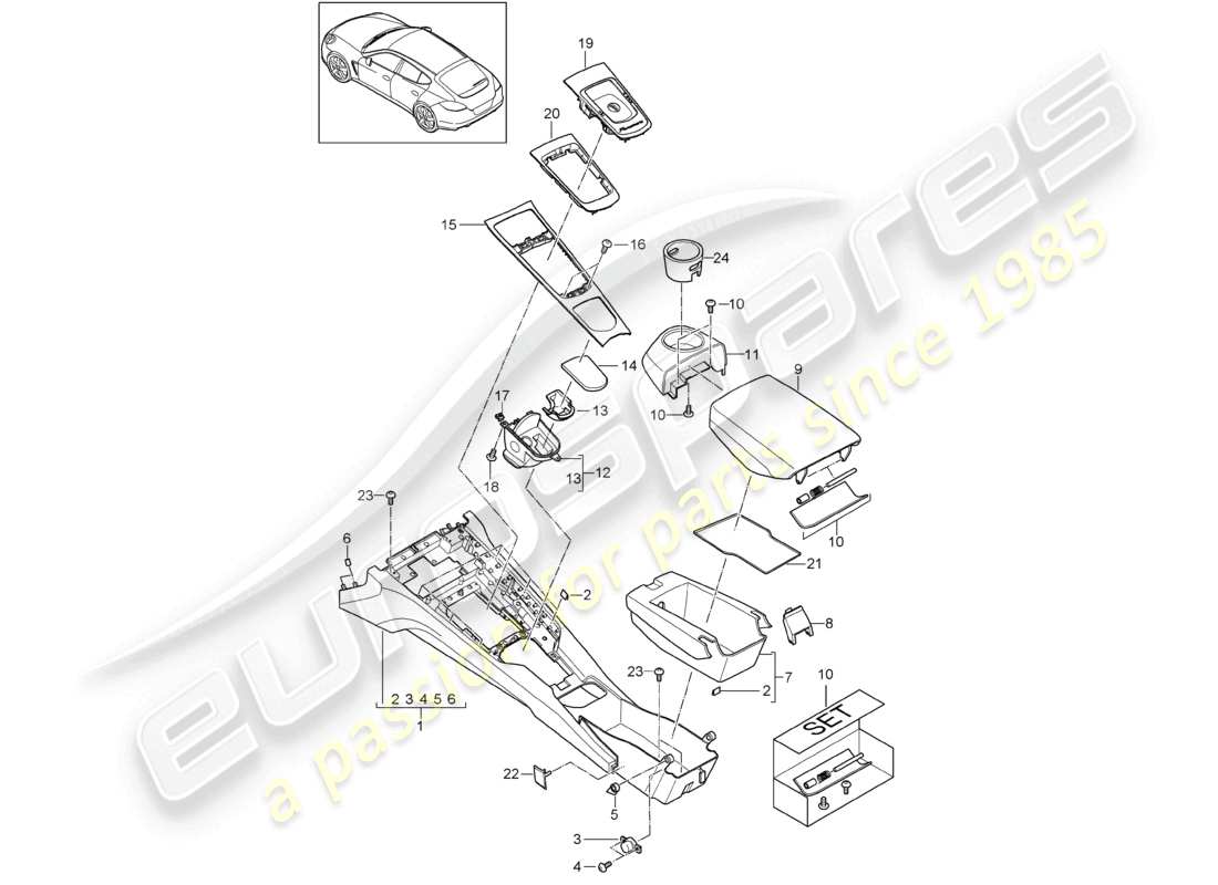 porsche 2015 (panamera 970) centre console front part diagram