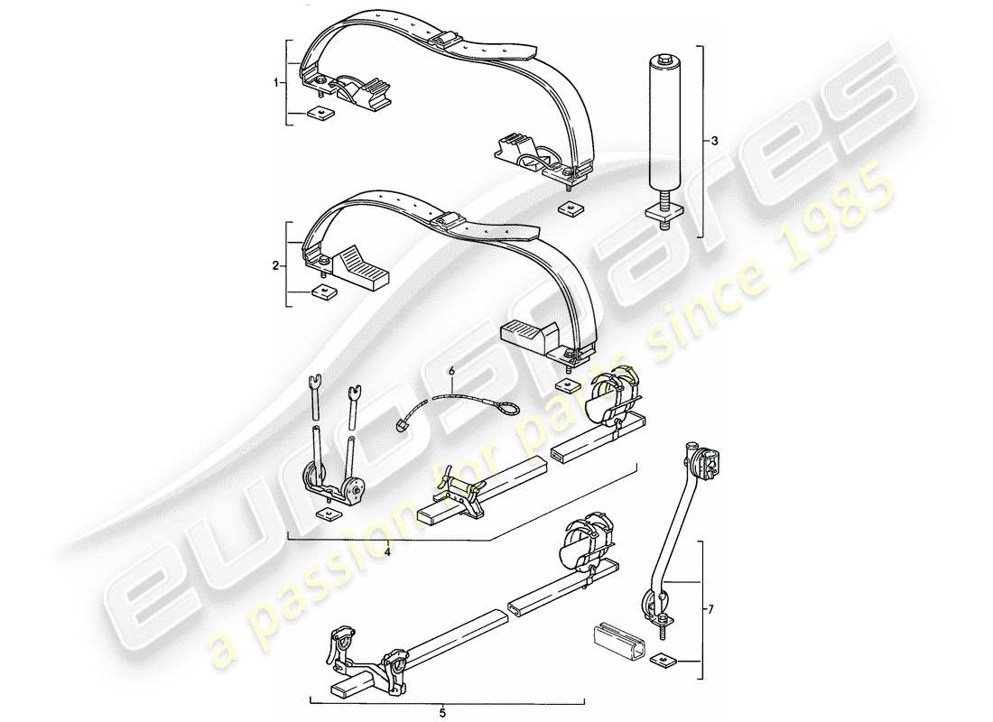 porsche 1986 (911) roof transport system part diagram