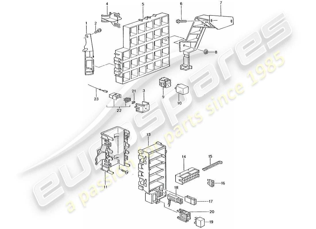 porsche 996 (2003) fuse box/relay plate - dashboard parts diagram