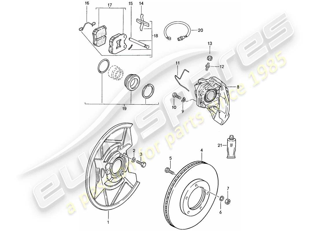 porsche 1990 (944) disc brakes - front axle - d >> - mj 1989 part diagram