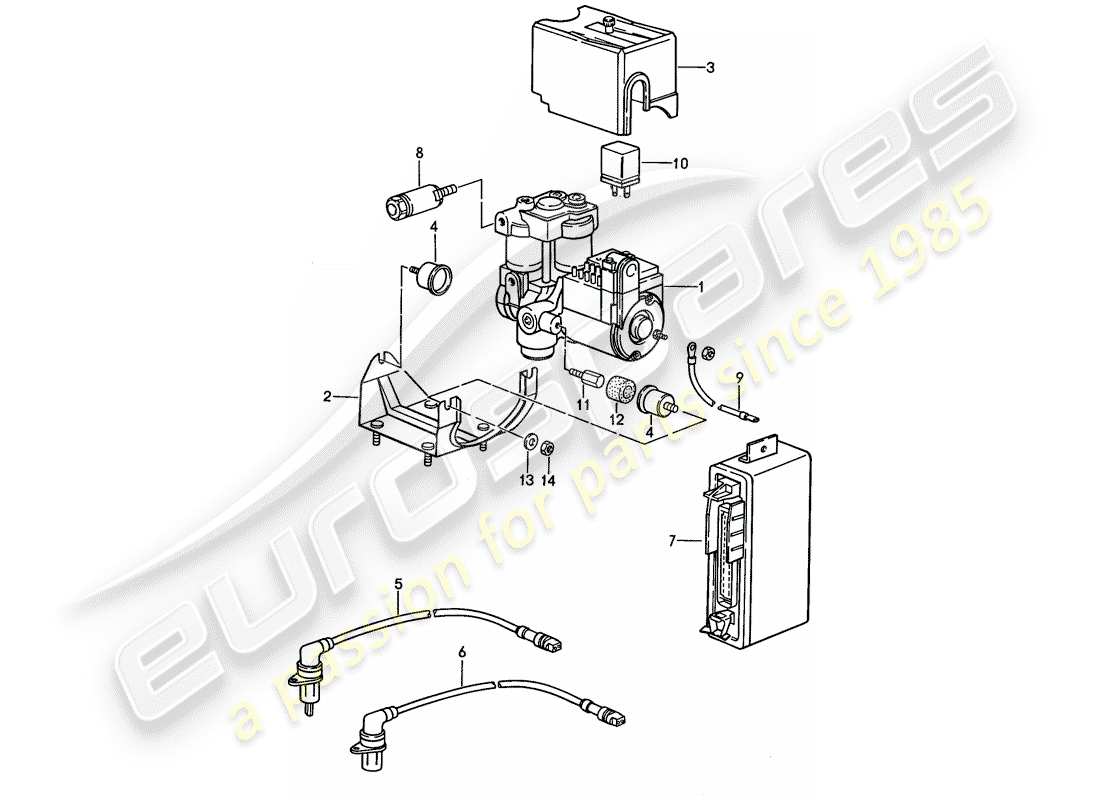 porsche 1991 (944) hydraulic unit - anti-locking brake syst. -abs- part diagram