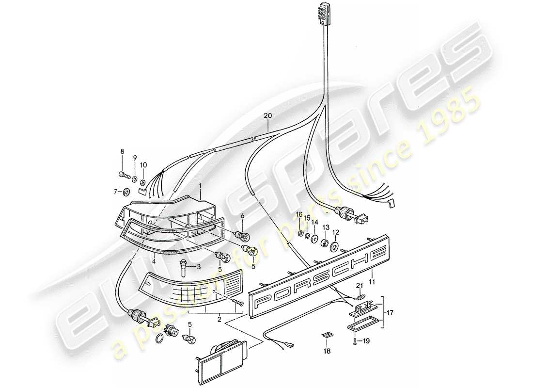 porsche 1988 (959) lighting parts diagram