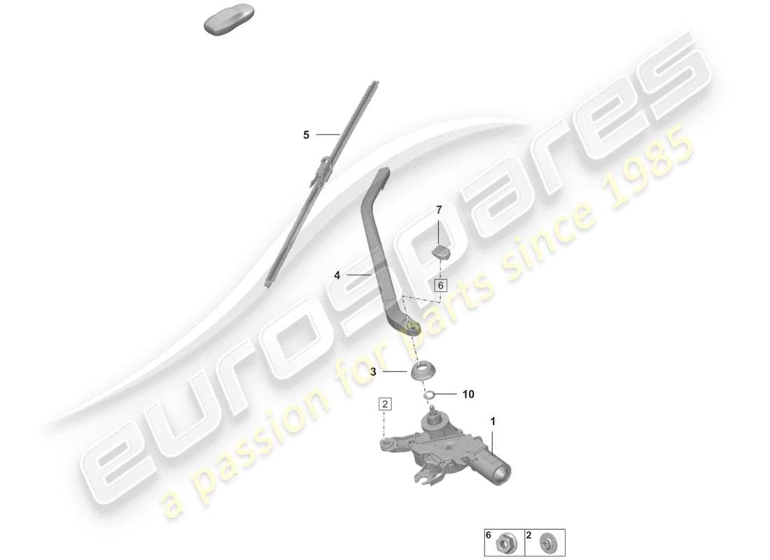 porsche 2020 (992-1) rear window wiper parts diagram