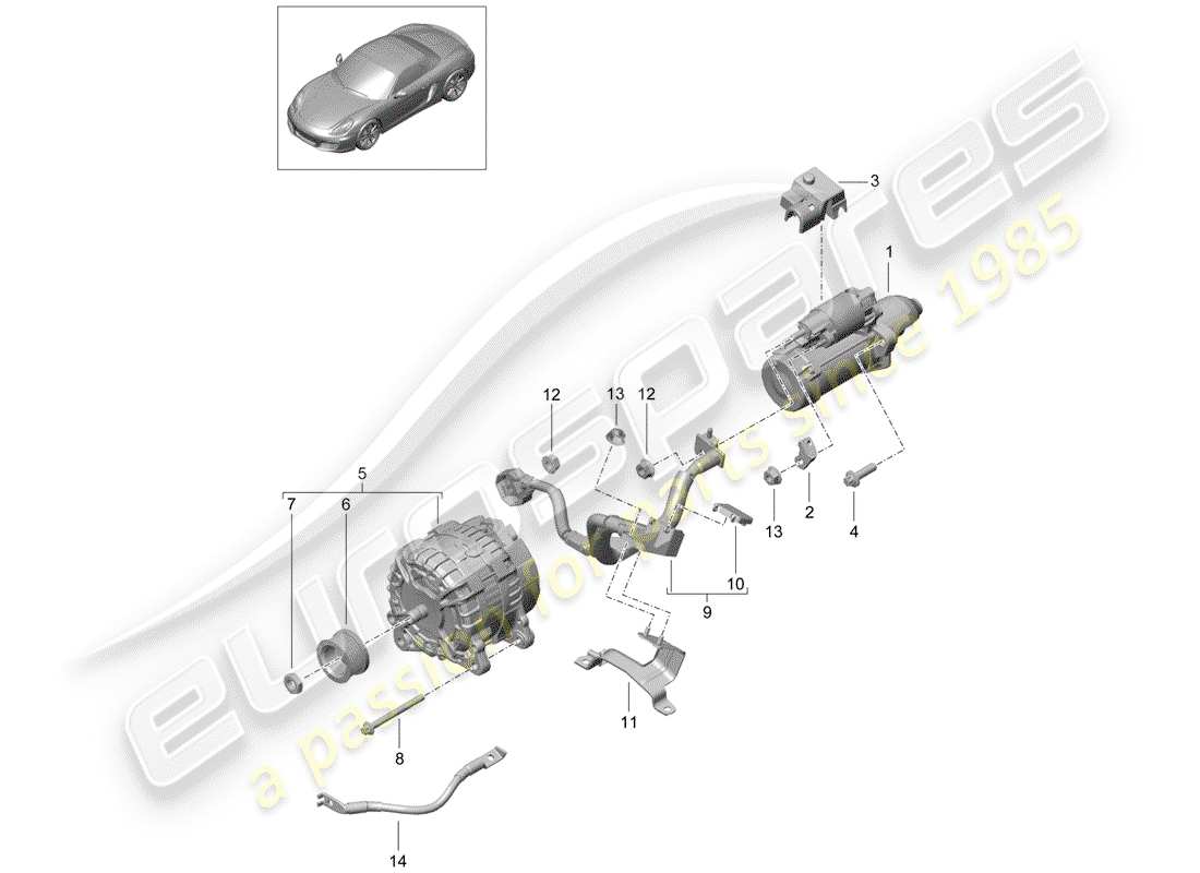 porsche 2015 (981 boxster) starter alternator earth line parts diagram